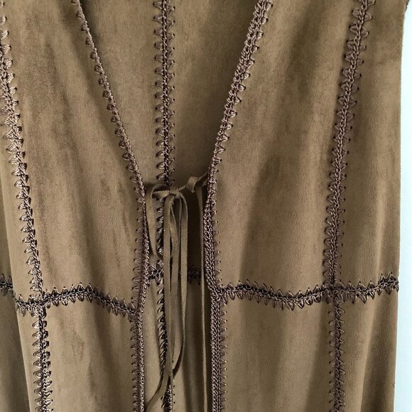 EUC ZARA WOMEN EMBROIDED VEST SLEEVELESS TIE-UP TOP BROWN SIZE S - Picture 4 of 9